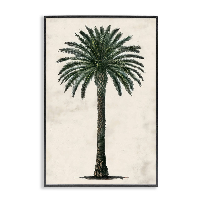 Giclée de palmier rond botanique, design par LSR Design Studio, Giclée encadrée noir minuit, H 18 po x l 12 po
