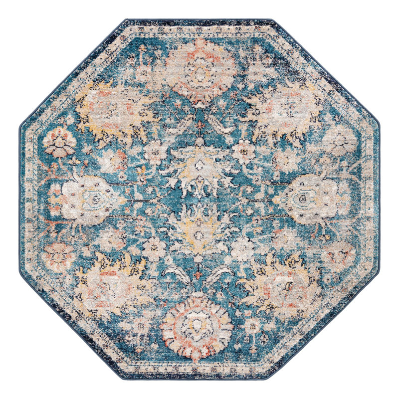 Akira Floral Indoor Rug, Octagon 5' x 5'
