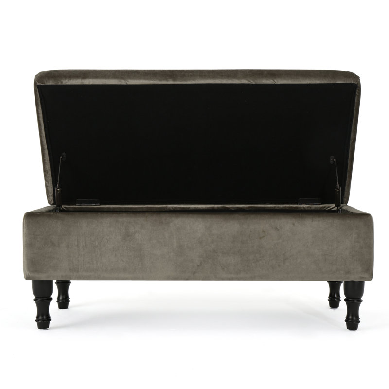 Higginbotham 40.94'' Wide Tufted Rectangle Storage Ottoman, Gray Linen