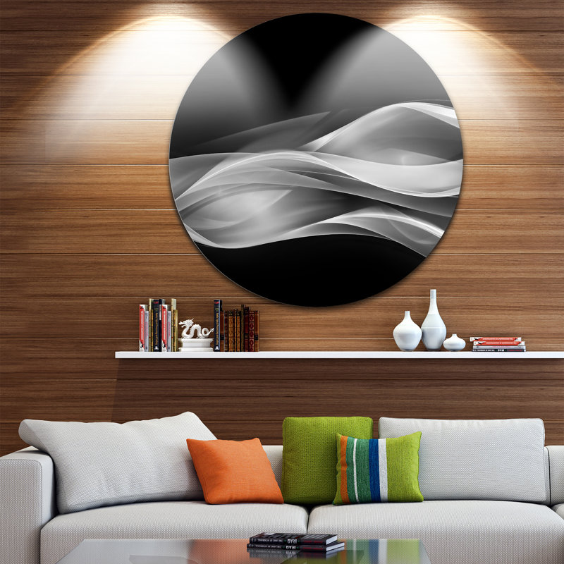 'Glittering Silver Pattern' Round fractal metal wall art print, 38" H x 38" W x 1" D