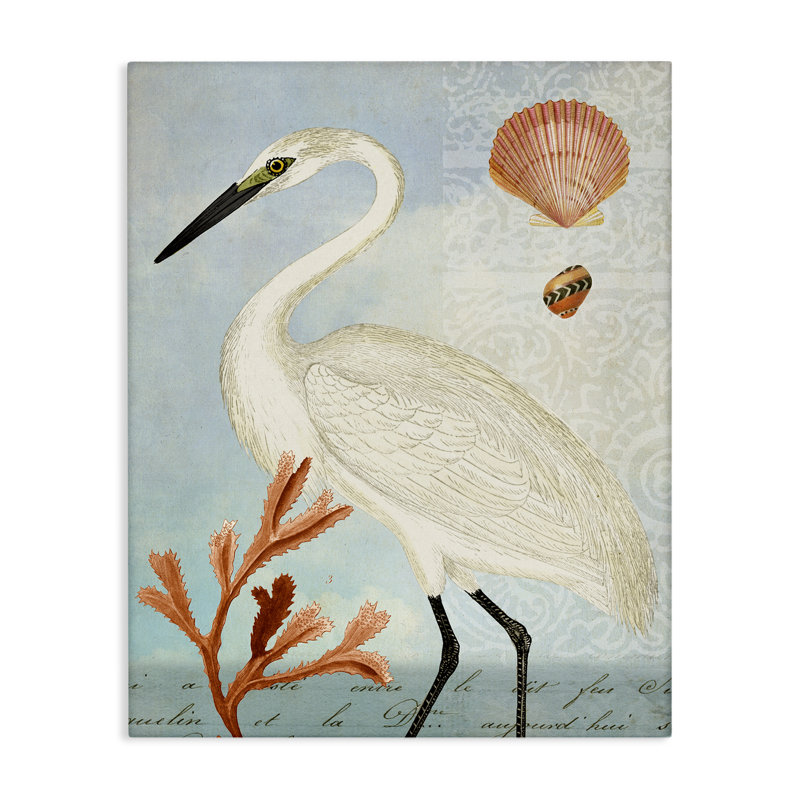 Art mural traditionnel sur toile motif aigrette traditionnelle par Susan Arnot, H 30 po x l 24 po