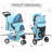 Foldable Pet Stroller, 3 Wheels Folding Carrier Jogger Stroller for Dogs Cats with Canopy and Basket-111302525