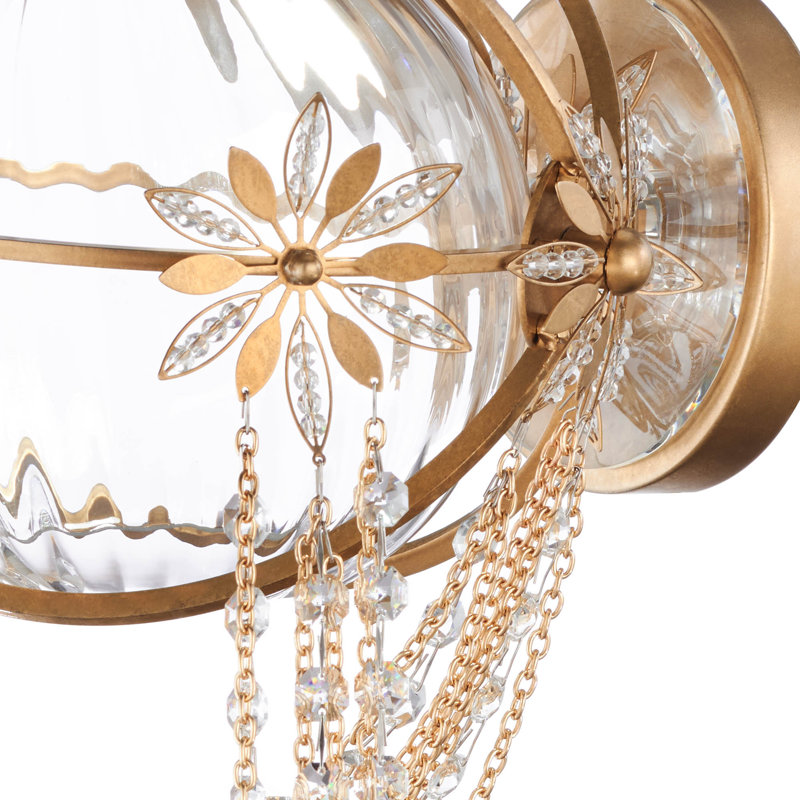 Gold and Crystal LED Flush Mounted Wall Sconce