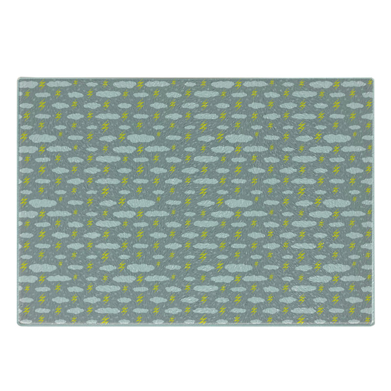 Planche à découper en verre trempé gris et jaune Ambesonne