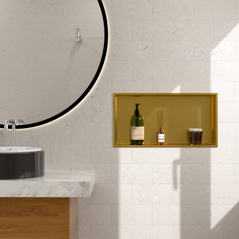 Niche de douche en acier inoxydable 24 po x 12 po Niche de salle de bain Niche de savon mural Organisateur de décoration rectangulaire pour le rangement horizontal