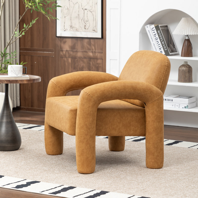 Iryanna Upholstered Faux Leather Armchair, Yellow