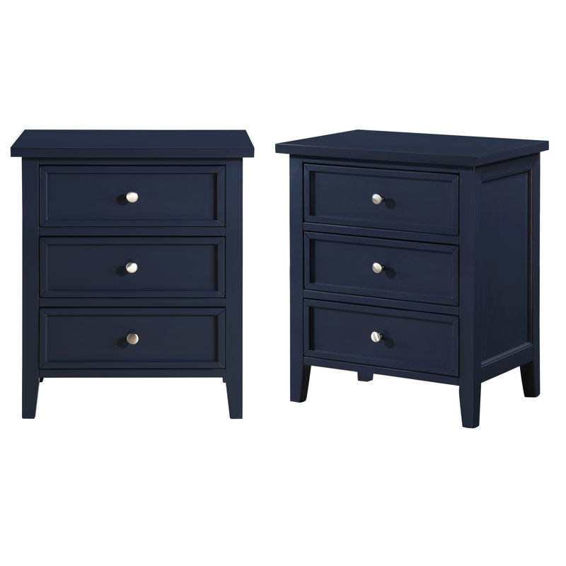 Ainis 3-drawer Nightstand - Set of 2, Navy