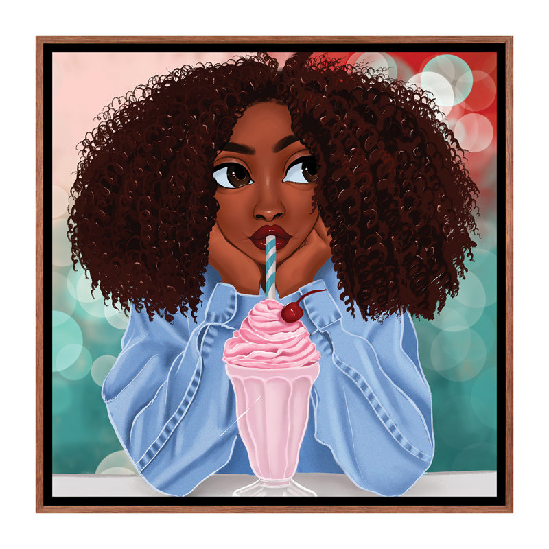 Milkshake par Princess Karibo - impression, H 26 po x l 26 po x P 1,5 po, Toile avec cadre brun, Pas de tapis