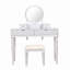 Bureau de coiffeuse de luxe avec miroir rond, hauteur réglable, ensemble de coiffeuse, 4 tiroirs et tabouret, argent-755663810