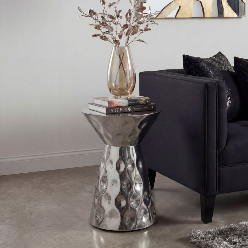 Silver Aluminium Lounge Side Table, Silver