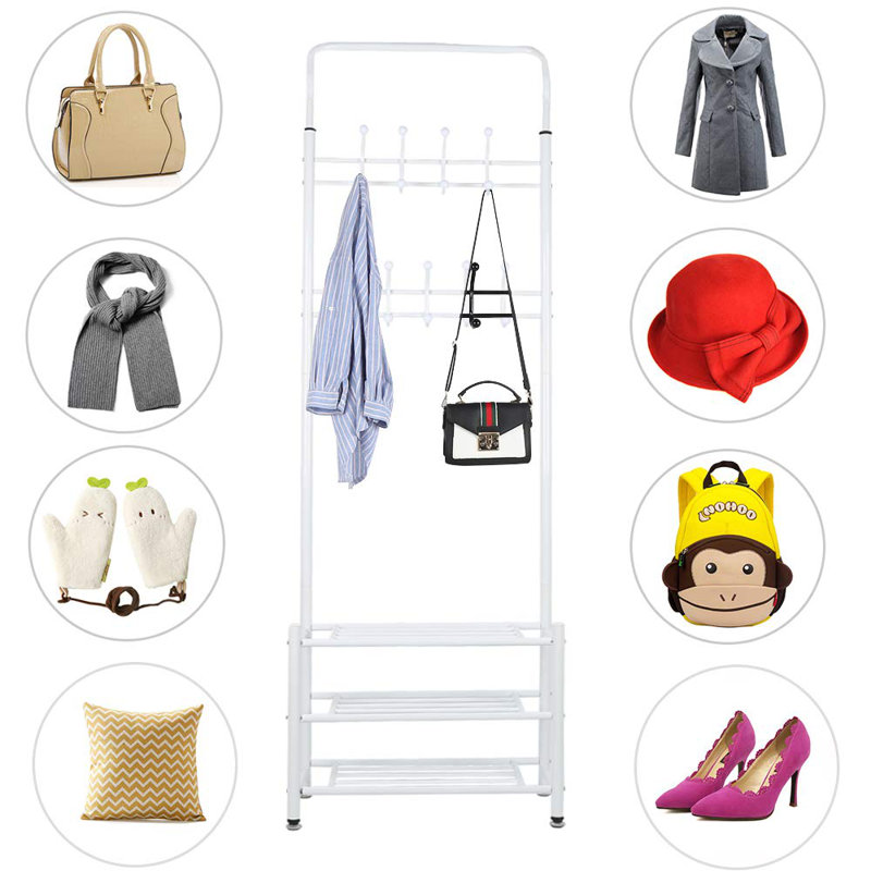 Erelah Hall Tree 66cm Wide with Shoe Storage, White