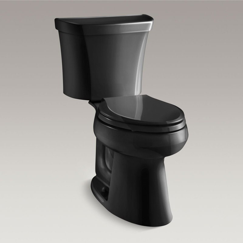 Toilette allongée deux pièces Highline, Noir, Côté droit, Non