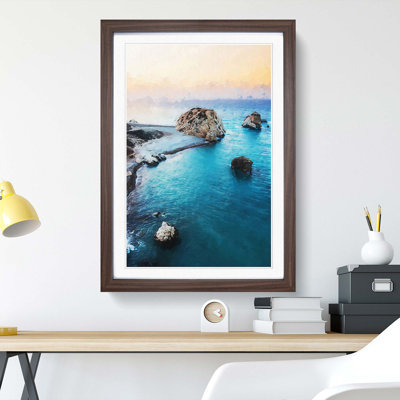 The Rock of Aphrodite Beach in Cyprus in Abstract - Framed Print