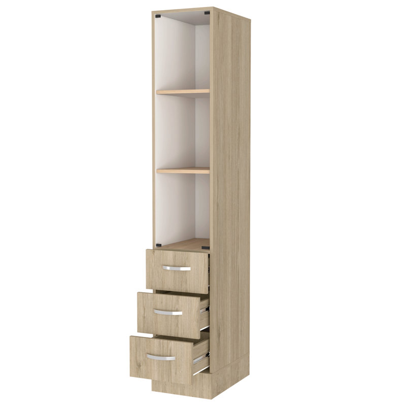 Armoire à linge, trois tablettes, quatre tiroirs