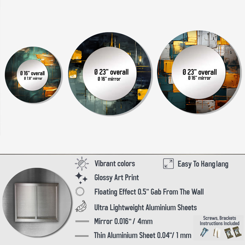 Zialan Metal Round Mirror