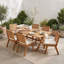 Ensemble de salle à manger d'extérieur 7 pièces en bois d'acacia massif avec table extensible finition teck et 6 chaises beiges rembourrées, idéal pour les repas sur la terrasse, dans le jardin, la cour, le patio, la pelouse et au bord de la piscine.