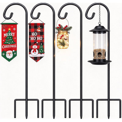 4 Pack 32 Inch  Adjustable Shepherd Hooks, Outdoor Garden Hanging Hooks for Plants, Lanterns, Solar Lights and Wedding Decor