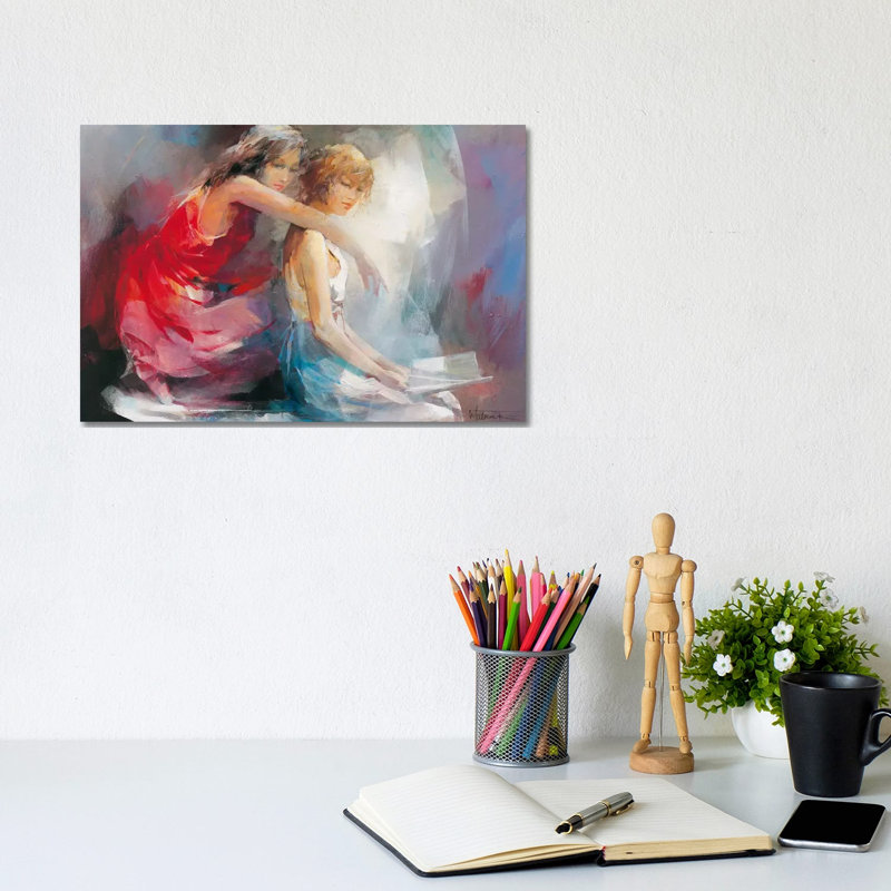Two Girl Friends II by Willem Haenraets - Wrapped Canvas Painting, 20.32 cm H x 30.48 cm W
