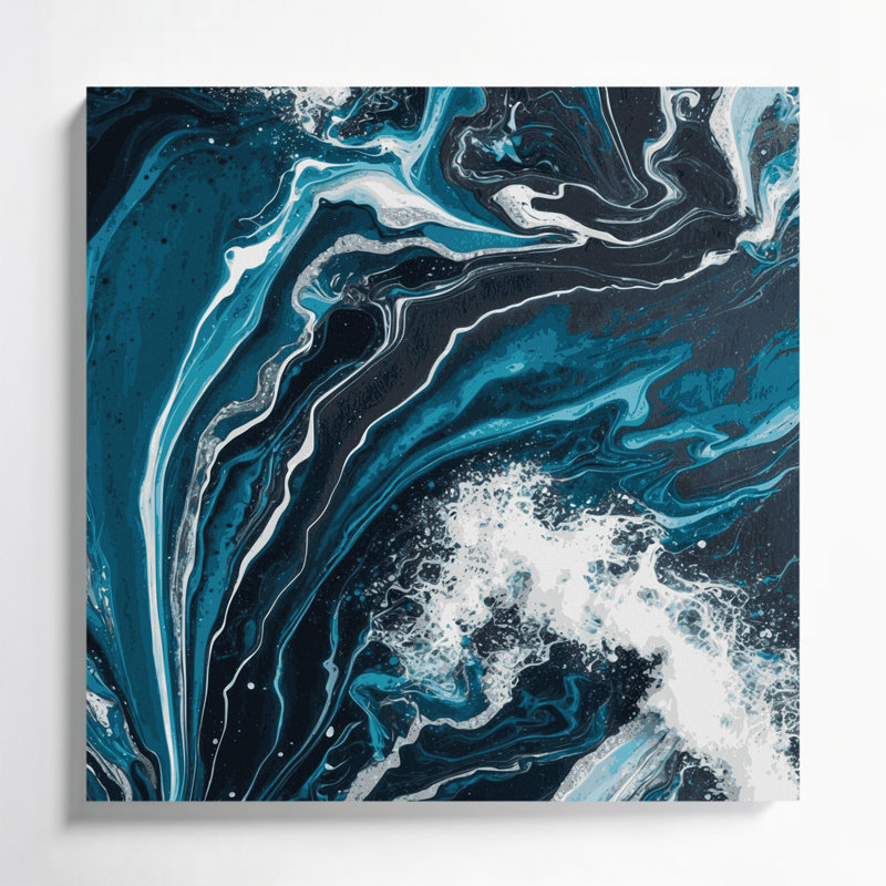 Abstrait art fluide sur toile grise 1, H 12 po x l 12 po