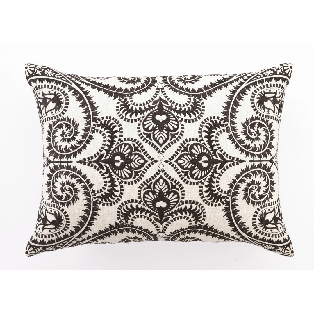 Embroidered Pillows Embroidered Linen Lumbar Pillow D.L. Rhein 