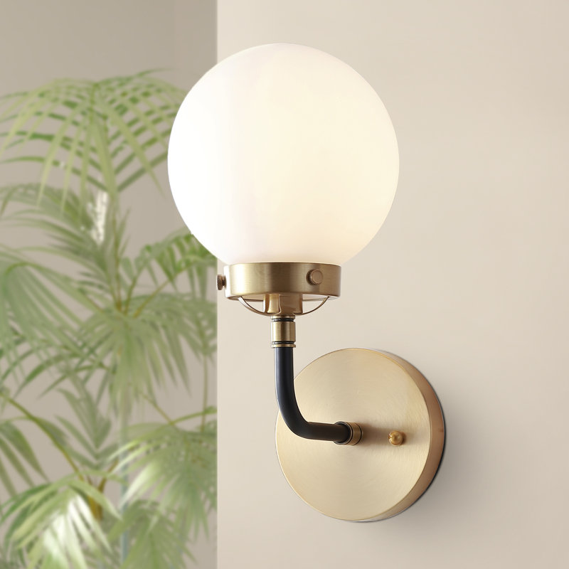 Éclairage pour meuble-lavabo transitionnel contemporain en fer / verre Claudio, Or laiton / noir, Blanc, 1