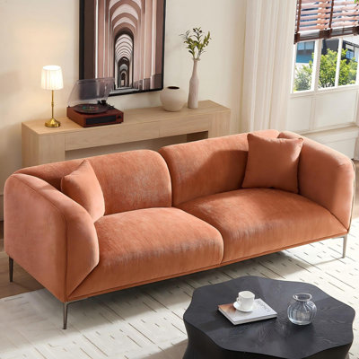 ​​Modern Bouclé Fabric Sofa with Curved Design​