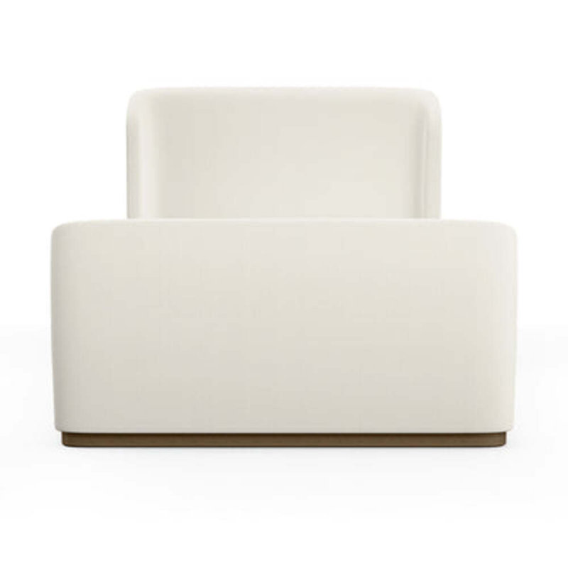 Barrow Upholstered Wingback Bed, Full, Box Weave Linen Alabaster, Weathered