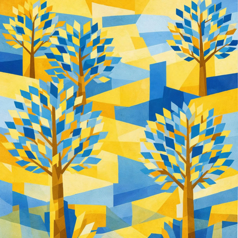 Édredon à motif géométrique, Twin Extra Long, Bleu foncé / jaune moyen