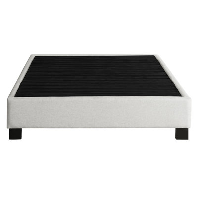 Modern King Bed Platform With Oatmeal Color 77" Wide 81" Deep 14" High Poplar And Frame - Us Foam Upholstery Assembly Needed Upholstered Solids Veneers No Box Spring