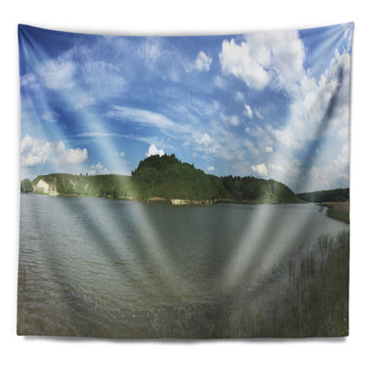 Tapisserie paysage de ciel large lake trees