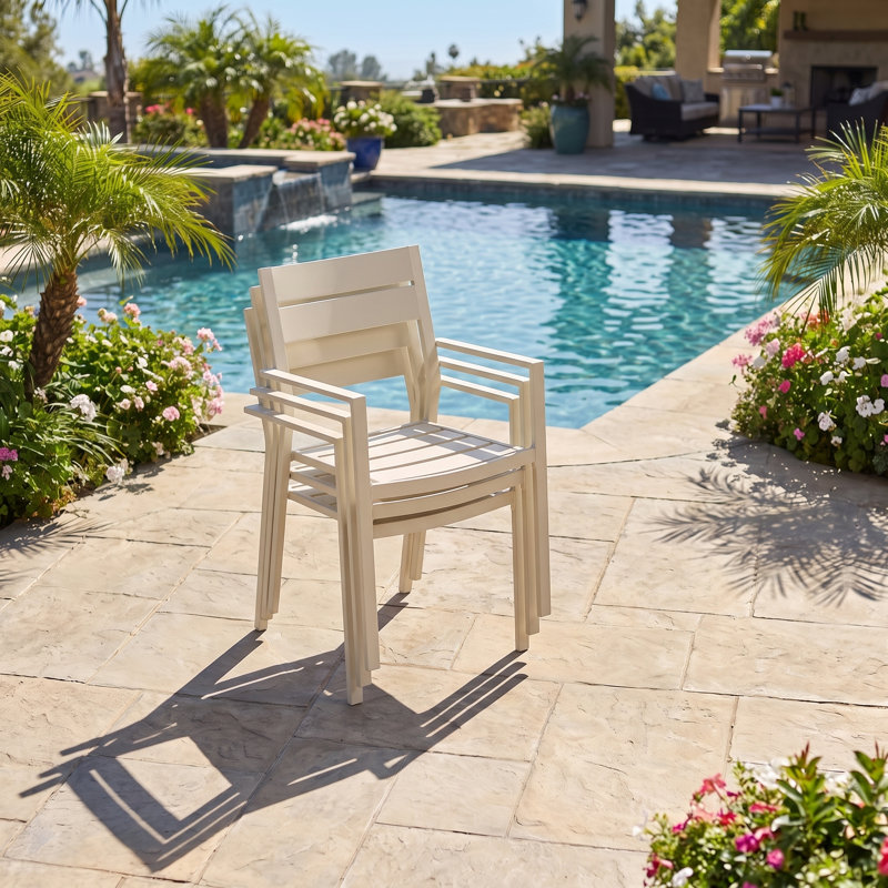 60" Patio Dining Set with Metal Round Dining Table and 8 Metal Armrest Chairs, Cream/Cream