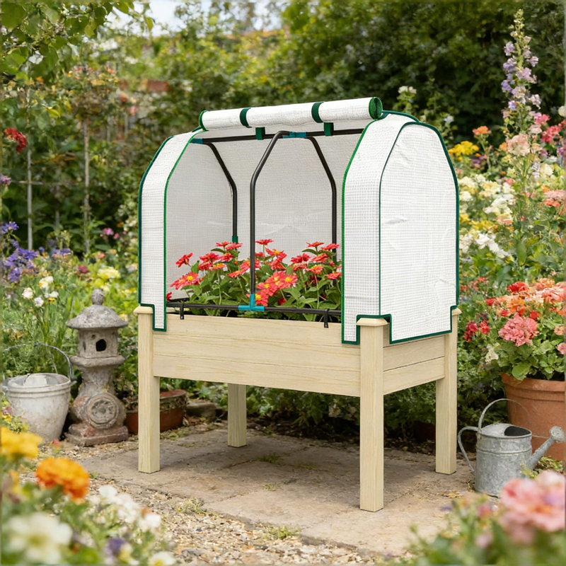 Jardinière compacte, jardin surélevé pour l'extérieur, Bois naturel