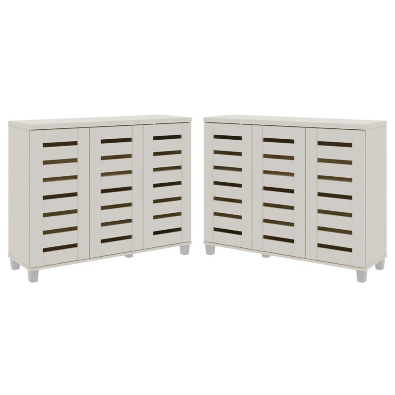 Lismore 3-Door Shoe Storage Cabinet (Set Of 2) – Holds 40 Pairs, Ivory