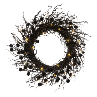 24in. Halloween Deadwood Wreath with LED Lights