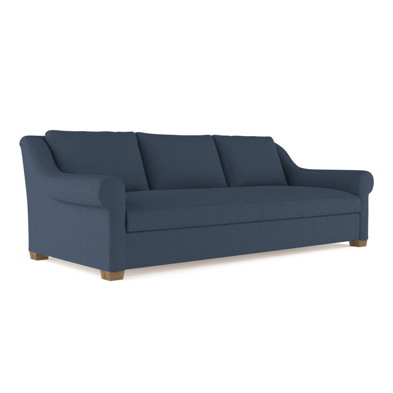 Thompson Rolled Slope-Arm Sofa, Box Weave Linen Alabaster, 32" H x 96" W x 41" D, Weathered