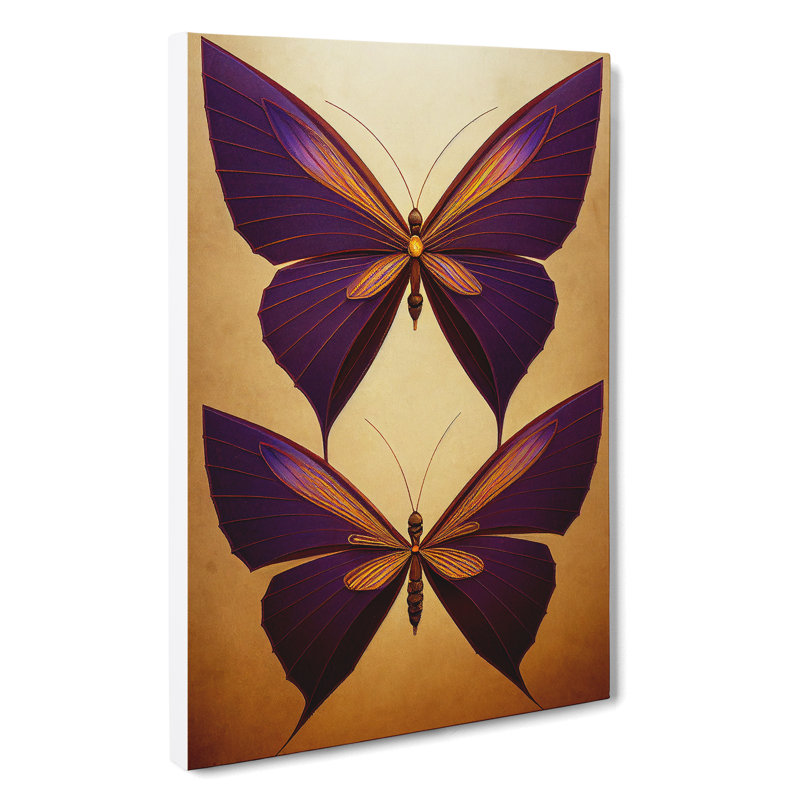 Intriguing Butterflies - Wrapped Canvas Graphic Art, 60cm H x 40cm W x 3cm D