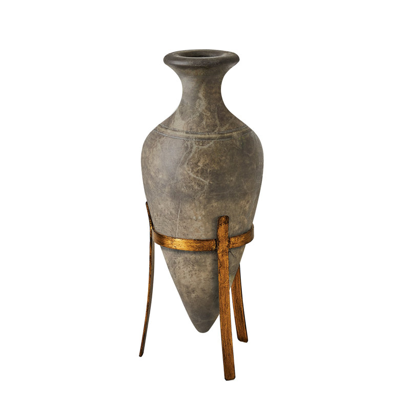 Amphora Alabaster Vase-Grey-Lg