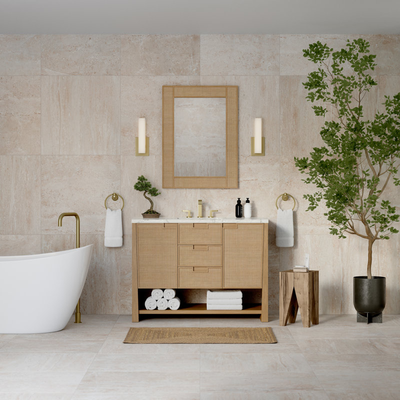 Solene 48'' W Single Vanity, Victorian Silver Quartz, 8" Centers
