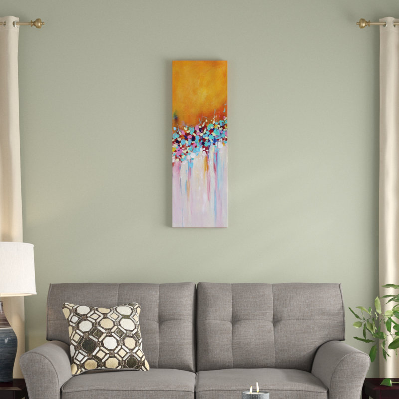 « abstract jardin v », impression sur toile, H 36 po x l 12 po x P 1,5 po, Cadre noir
