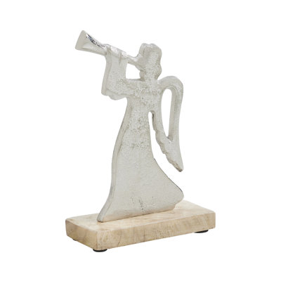 Hark the Herald - Ange en métal sur support en bois 6,75 x 4,5 x 2