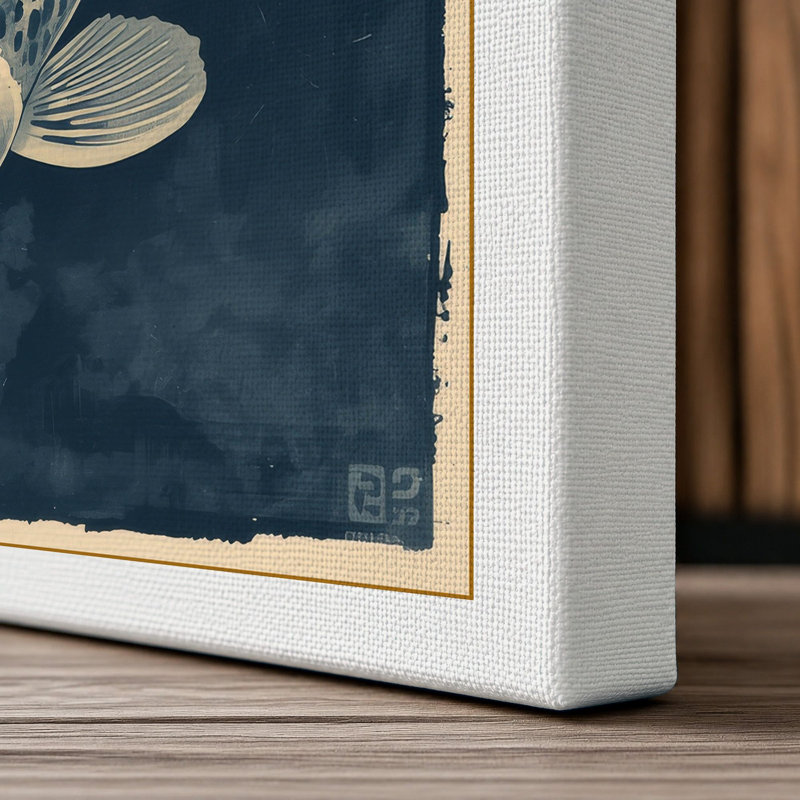 Drifting Koi Japandi - Wrapped Canvas, 18x12 - 45.7 x 30.5 cm, White Border