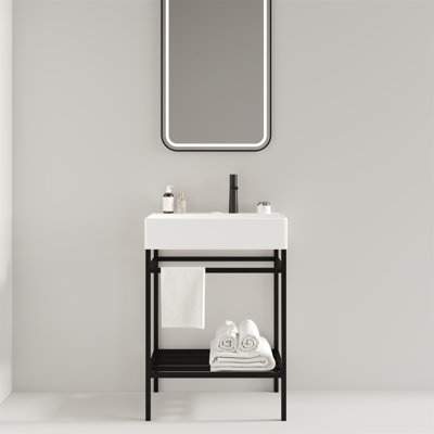 Meuble-lavabo autoportant sophistiqué avec rangement et lavabo durable