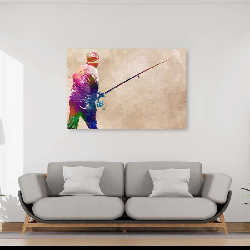 «Vibrant Fishing Art», art mural contemporain, H 40 po x l 60 po