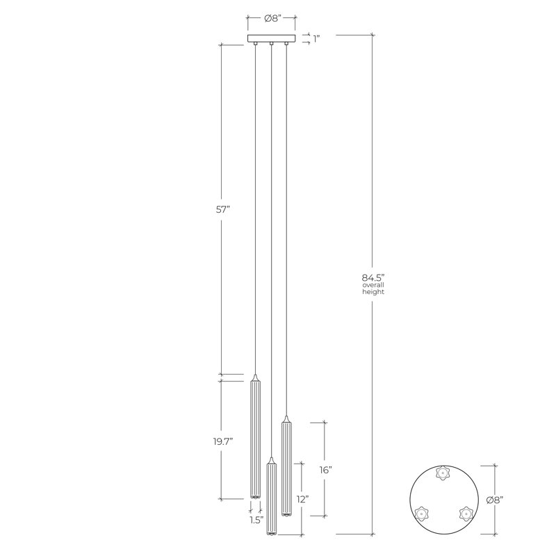 Krystal 3 - Light Pendant, Satin Nickel