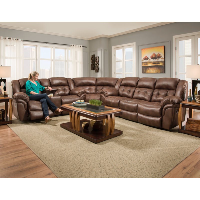 Teandrea Power Reclining Console Sectional, Espresso