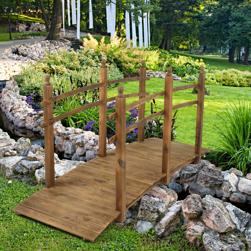 7.5ft Decorative Garden Bridge, Tan