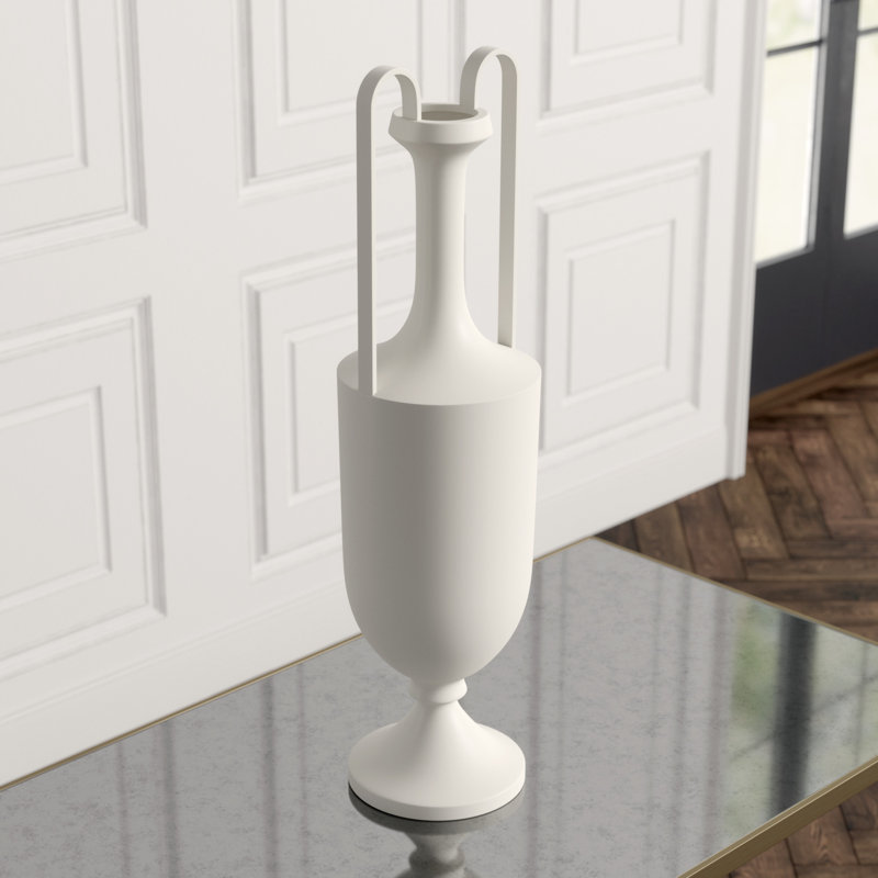 Elongated Grecian Amphora-Matte White, 20" H x 6.25" W x 6.25" D