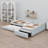 Upholstered Double Daybed With Trundle And Drawer