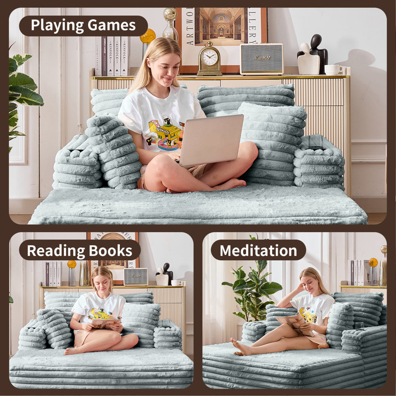 Upholstered Chaise Lounge, Grey