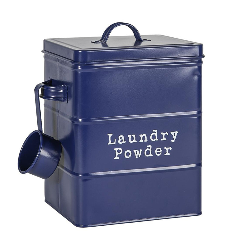Harbour Housewares Vintage Metal Laundry Powder Canister, Blue